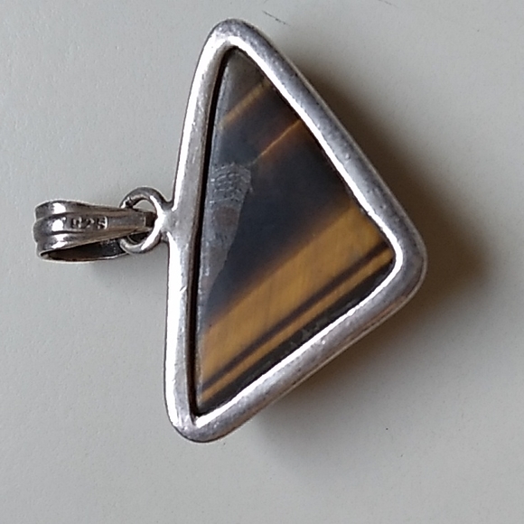90's Vintage Tiger's Eye Silver Pendant - Picture 3 of 4